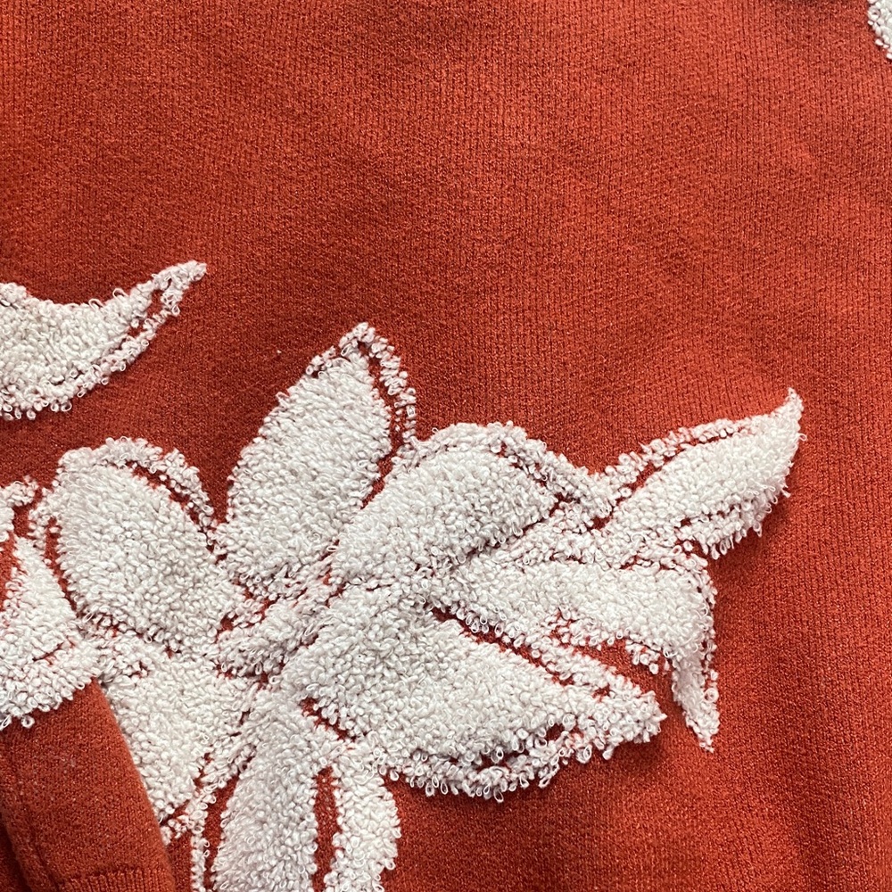 Cozy Leaf Patterned Sweater in Rust and Cream - Picture 7 of 8